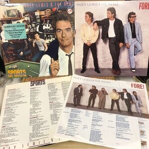 TWO (2) LPs Huey Lewis and The News - FORE! and SPORTS - good vintage condition